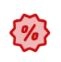 Rotes Prozentzeichen-Symbol