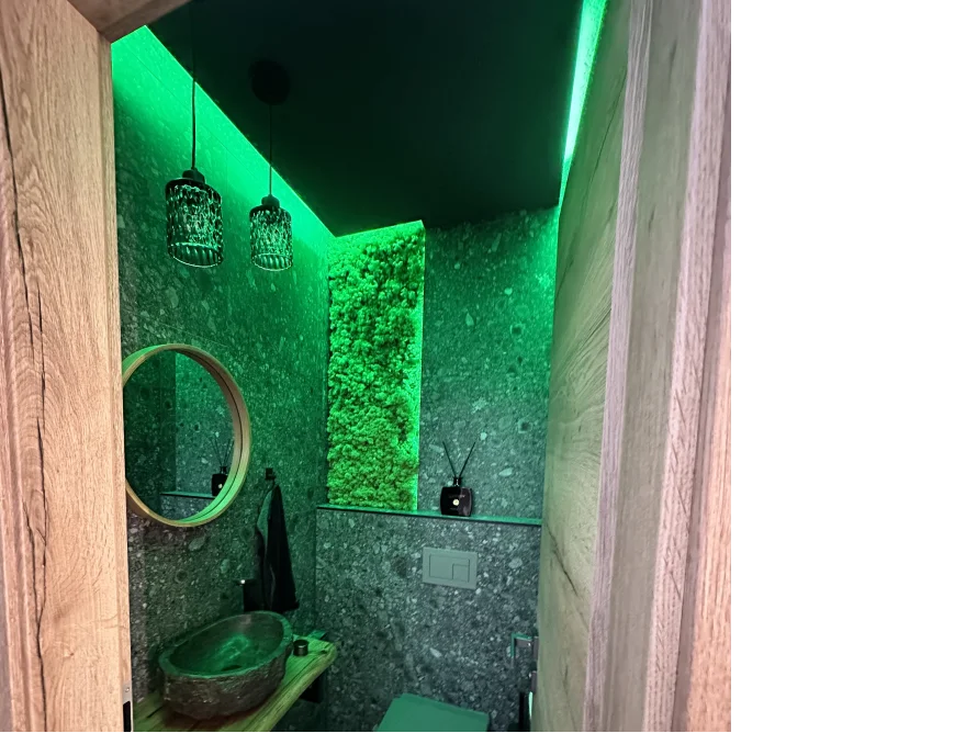 Modernes Badezimmer mit Mooswand