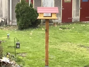 Vogelhaus auf einem Pfosten