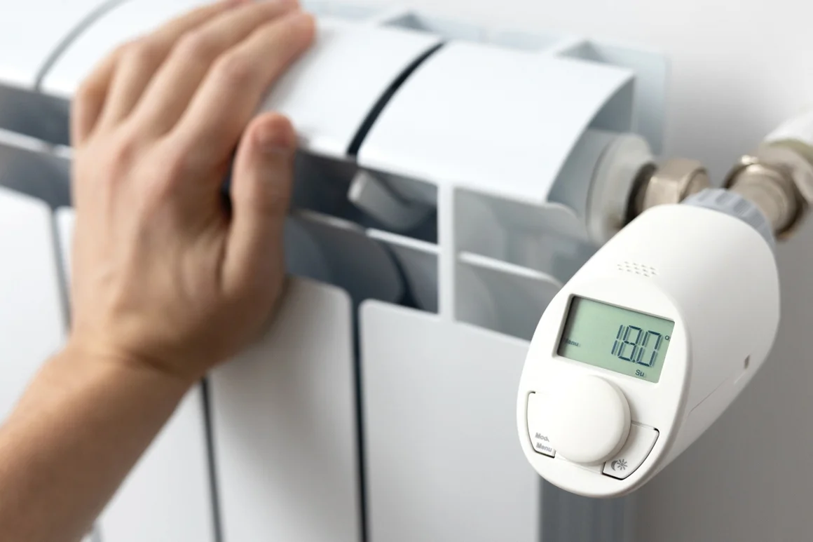 Hand bedient Thermostat an Heizung